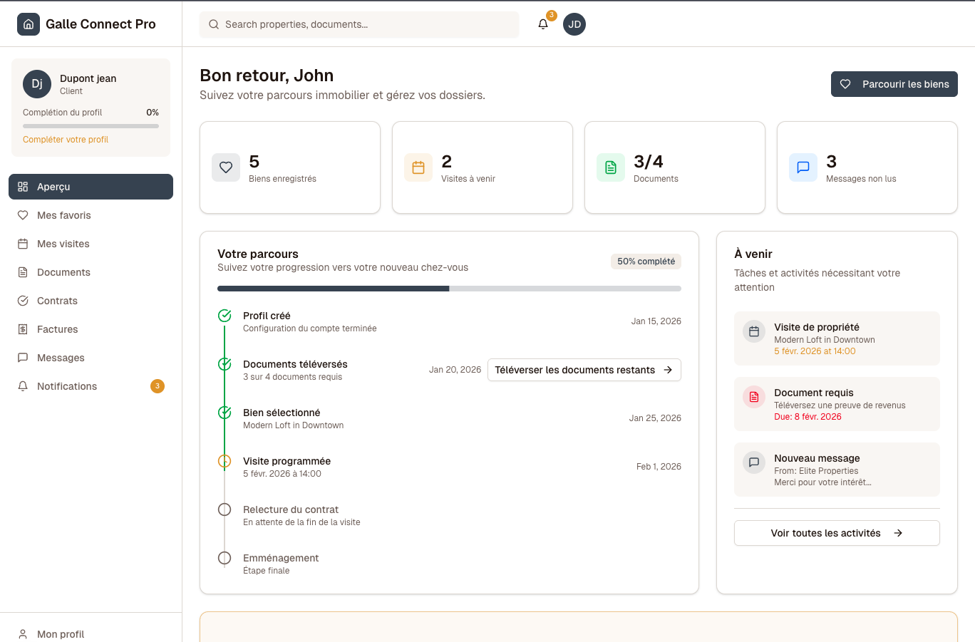 Espace client Gallé Connect Pro